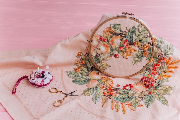Hoop with floral embroidery